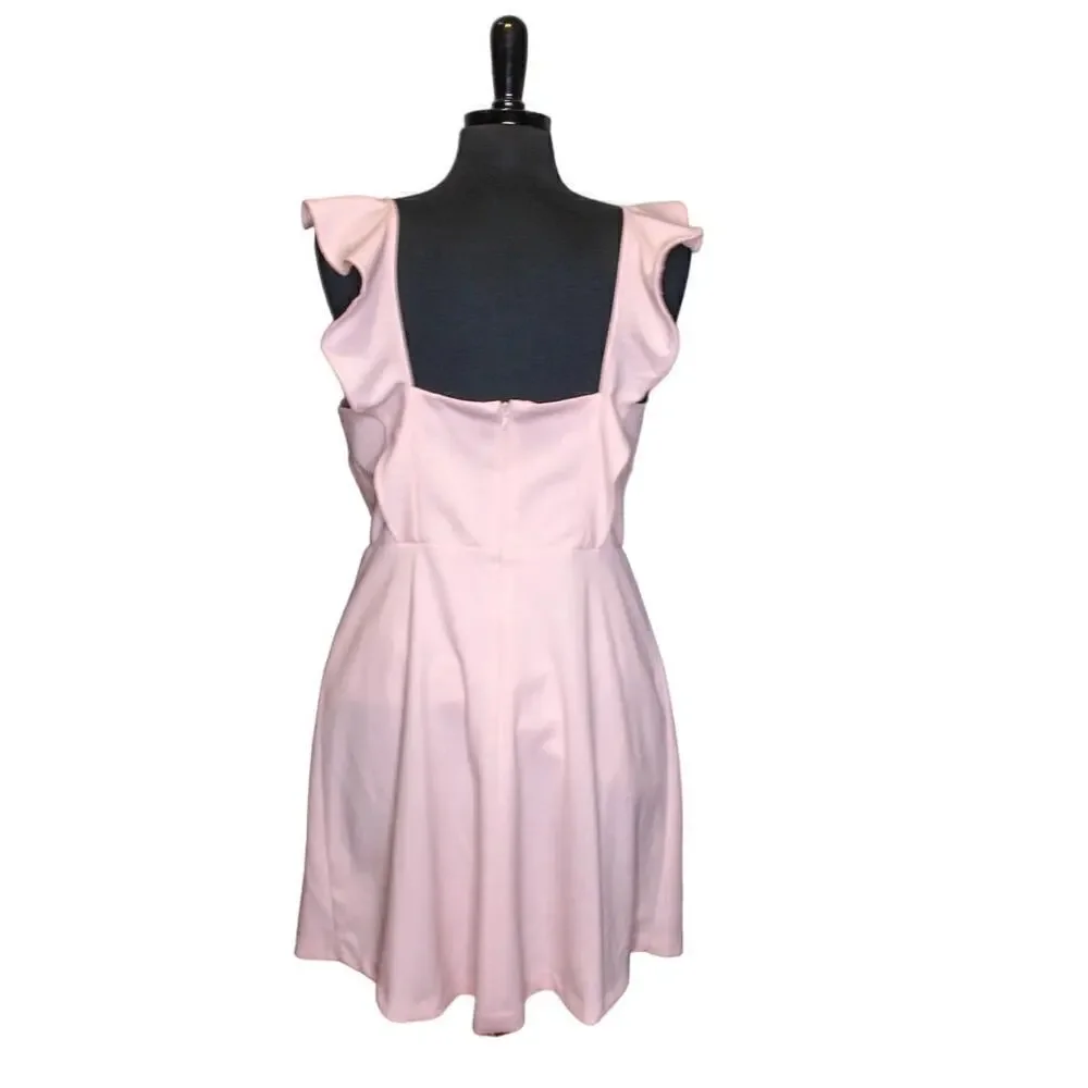 BCBG Paris Mini Dress Sleeveless Ruffle Pink Size L - Picture 3 of 4